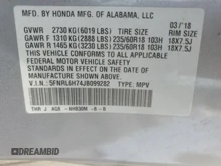 2018 Honda Odyssey EX-L with VIN 5FNRL6H74JB099282, listed as a Copart auction lot 55031025 with 137,359 mi miles and Salvage Title. Bid and sale history available at DreamBid. Image 13.