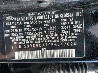 2015 Kia Sorento SX with VIN 5XYKWDA79FG647624, listed as a Copart auction lot 46268605 with 67,745 mi miles and Clean Title. Bid and sale history available at carsss.com. Image 13.
