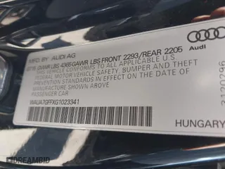2016 Audi A3 1.8T Premium with VIN WAUA7GFFXG1023341, listed as a IAAI auction lot 41844834 with 143,428 mi miles. Bid and sale history available at carsss.com. Image 9.