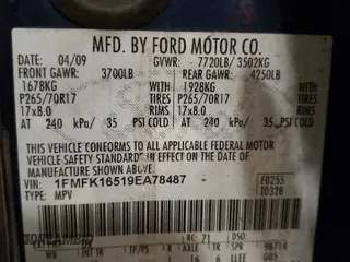 2009 Ford Expedition EL SSV with VIN 1FMFK16519EA78487, listed as a Copart auction lot 75841554 with 236,930 mi miles and Salvage Title. Bid and sale history available at carsss.com. Image 15.