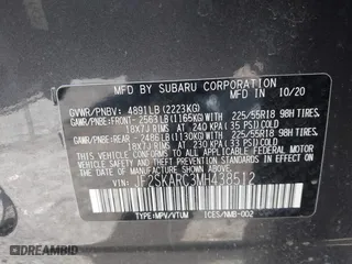 2021 Subaru Forester Sport with VIN JF2SKARC3MH438512, listed as a IAAI auction lot 41870777 with 33,530 mi miles. Bid and sale history available at carsss.com. Image 9.