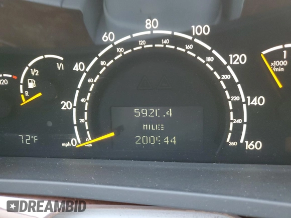 2000 Mercedes-Benz S-Class with VIN WDBNG75J2YA027054, listed as a Copart auction lot 71726724 with 0 mi miles and Salvage Title. Bid and sale history available at carsss.com. Image 9.