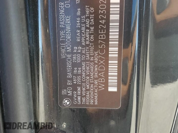 2011 BMW 3 Series 335i with VIN WBADX7C57BE242302, listed as a Copart auction lot 43750405 with 87,058 mi miles and Salvage Title. Bid and sale history available at carsss.com. Image 12.