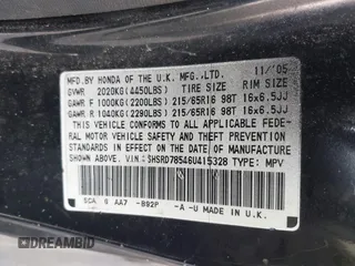 2006 Honda CR-V LX with VIN SHSRD78546U415328, listed as a IAAI auction lot 41838369 with Not Provided miles and . Bid and sale history available at carsss.com. Image 9.