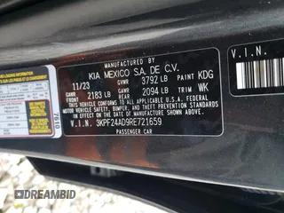 2024 Kia Forte LX with VIN 3KPF24AD9RE721659, listed as a Copart auction lot 52956935 with 14,651 mi miles and Salvage Title. Bid and sale history available at carsss.com. Image 12.