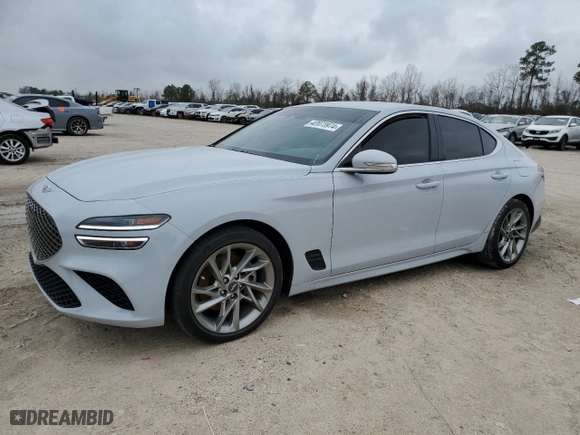 2022 Genesis G70 2.0T with VIN KMTG34TA7NU089861, listed as a Copart auction lot 42073974 with 46,215 mi miles. Bid and sale history available at carsss.com. Image 1.