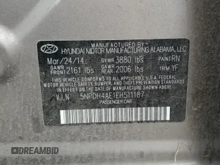 2014 Hyundai Elantra SE with VIN 5NPDH4AE1EH511187, listed as a Copart auction lot 80485734 with 121,115 mi miles and Salvage Title. Bid and sale history available at DreamBid. Image 14.