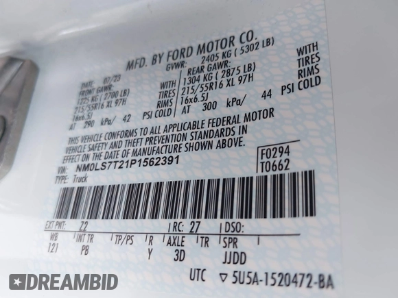 2023 Ford Transit Connect XLT с VIN NM0LS7T21P1562391, выставлен на аукционе IAAI как лот 42727229 с пробегом 17 812 миль миль и . История ставок и продаж доступна на DreamBid. Изображение 9.