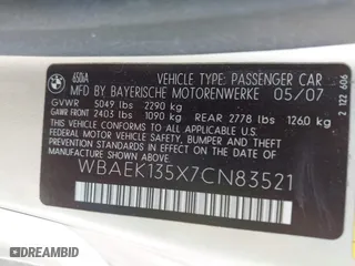 2007 BMW 6 Series 650i with VIN WBAEK135X7CN83521, listed as a IAAI auction lot 42078828 with 55,444 mi miles. Bid and sale history available at carsss.com. Image 9.