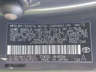 2012 Toyota Prius with VIN JTDKN3DP5C3011792, listed as a IAAI auction lot 42544789 with 127,704 mi miles and . Bid and sale history available at DreamBid. Image 9.