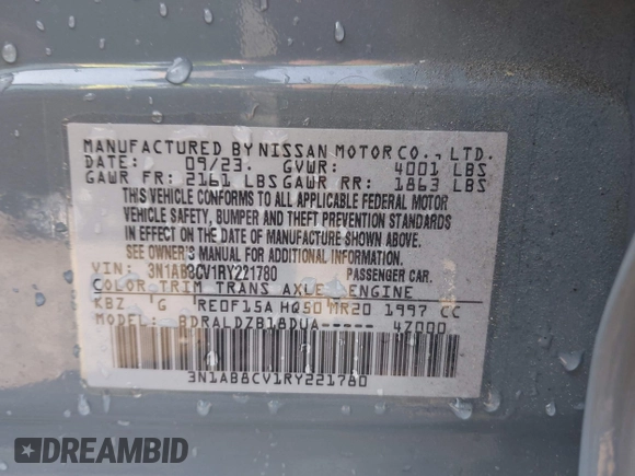 2024 Nissan Sentra SV z VIN 3N1AB8CV1RY221780, wystawiony jako IAAI lot #42405858 z przebiegiem 14 391 mil mil oraz . Historia ofert i sprzedaży dostępna na DreamBid. Obrazek 9.