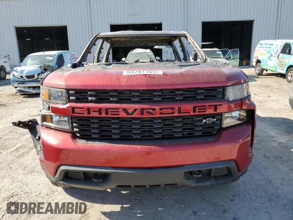2022 Chevrolet Silverado 1500 Custom with VIN 1GCPWBEK4NZ236768, listed as a Copart auction lot 53791165 with Not Provided miles and Non Repairable. Bid and sale history available at DreamBid. Image 5.