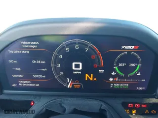 2019 McLaren 720S with VIN SBM14DCAXKW002639, listed as a IAAI auction lot 41707749 with 59,720 mi miles. Bid and sale history available at carsss.com. Image 7.