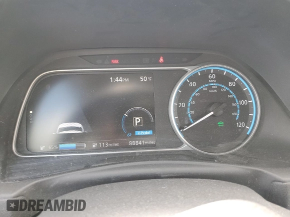 2019 Nissan LEAF SL Plus with VIN 1N4BZ1CP5KC317891, listed as a Copart auction lot 57491825 with 88,841 mi miles and Salvage title. Bid and sale history available at DreamBid. Image 9.