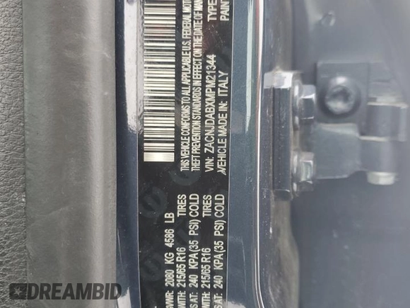 2021 Jeep Renegade Sport с VIN ZACNJDABXMPM21344, выставлен на аукционе Copart как лот 41569905 с пробегом 56 009 миль миль и Списание • Salvage title. История ставок и продаж доступна на DreamBid. Изображение 13.