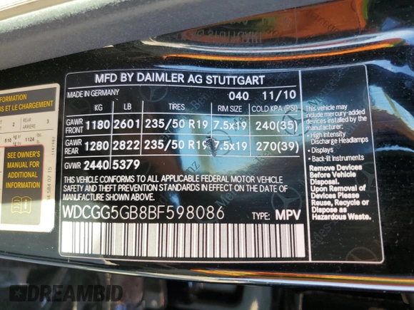 2011 Mercedes-Benz GLK 350 with VIN WDCGG5GB8BF598086, listed as a Copart auction lot 67445244 with 136,508 mi miles and Salvage Title. Bid and sale history available at DreamBid. Image 14.