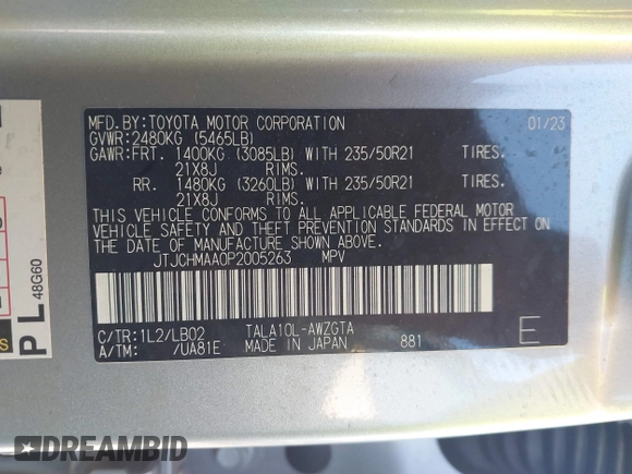 2023 Lexus RX 350 z VIN JTJCHMAA0P2005263, wystawiony jako IAAI lot #40102658 z przebiegiem Nie podano mil oraz . Historia ofert i sprzedaży dostępna na DreamBid. Obrazek 9.