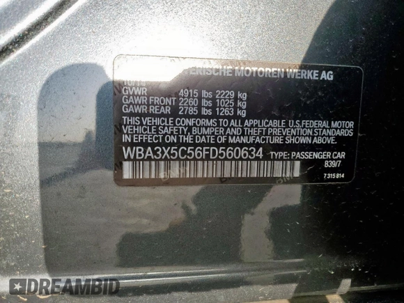 2015 BMW 3 Series 328i Gran Turismo xDrive z VIN WBA3X5C56FD560634, wystawiony jako Copart lot #52714445 z przebiegiem 156 903 mil mil oraz Czysty tytuł • Clean title. Historia ofert i sprzedaży dostępna na DreamBid. Obrazek 12.