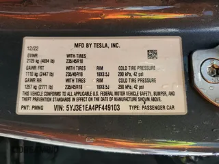 2023 Tesla Model 3 с VIN 5YJ3E1EA4PF449103, выставлен на аукционе Copart как лот 61309645 с пробегом 131 784 миль миль и Чистый • Clean title. История ставок и продаж доступна на DreamBid. Изображение 12.