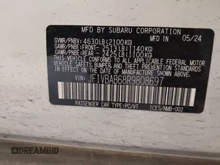 2024 Subaru WRX with VIN JF1VBAB68R9808697, listed as a IAAI auction lot 41753428 with 5,054 mi miles and . Bid and sale history available at DreamBid. Image 9.