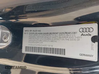 2013 Audi A5 Premium Plus with VIN WAULFAFRXDA001919, listed as a IAAI auction lot 42463431 with 136,752 mi miles and . Bid and sale history available at DreamBid. Image 9.