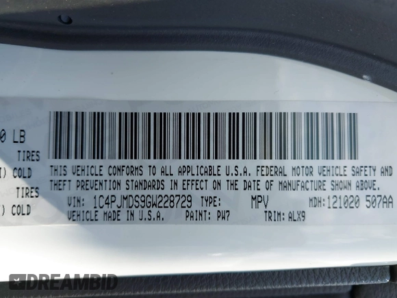 2016 Jeep Cherokee Limited с VIN 1C4PJMDS9GW228729, выставлен на аукционе IAAI как лот 42742152 с пробегом 70 845 миль миль и . История ставок и продаж доступна на DreamBid. Изображение 9.