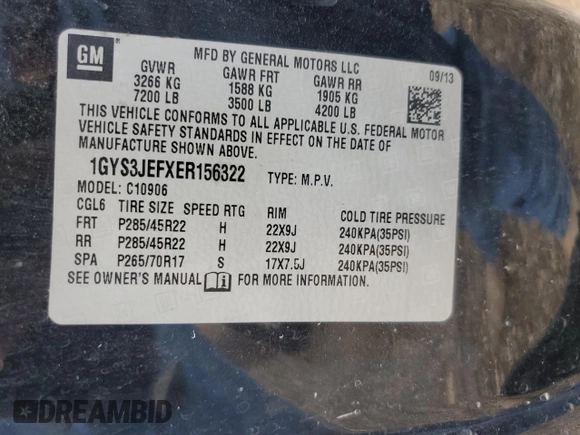 2014 Cadillac Escalade ESV Premium z VIN 1GYS3JEFXER156322, wystawiony jako Copart lot #79808204 z przebiegiem 209 892 mil mil oraz Szkoda całkowita • Salvage title. Historia ofert i sprzedaży dostępna na DreamBid. Obrazek 13.