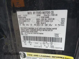 2013 Ford F-150 XL with VIN 1FTFW1ET3DFA74856, listed as a IAAI auction lot 41656892 with 171,992 mi miles. Bid and sale history available at carsss.com. Image 9.