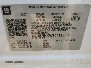 2018 Chevrolet Traverse Premier with VIN 1GNERKKW1JJ112530, listed as a Copart auction lot 66320095 with 126,421 mi miles and Salvage title. Bid and sale history available at DreamBid. Image 13.