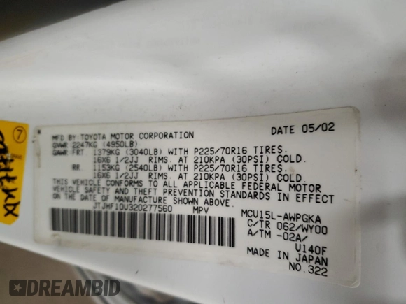 2002 Lexus RX 300 with VIN JTJHF10U320277560, listed as a Copart auction lot 84728674 with 198,399 mi miles and Salvage Title. Bid and sale history available at DreamBid. Image 13.