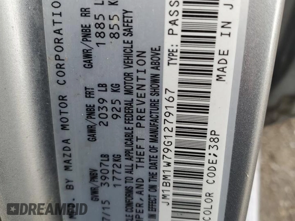 2016 Mazda 3 i Touring with VIN JM1BM1W79G1279167, listed as a Copart auction lot 47771645 with 84,077 mi miles and Salvage Title. Bid and sale history available at DreamBid. Image 12.