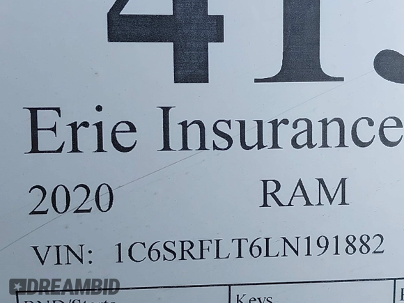 2020 Ram 1500 Rebel with VIN 1C6SRFLT6LN191882, listed as a IAAI auction lot 41536443 with Not provided miles and . Bid and sale history available at DreamBid. Image 9.
