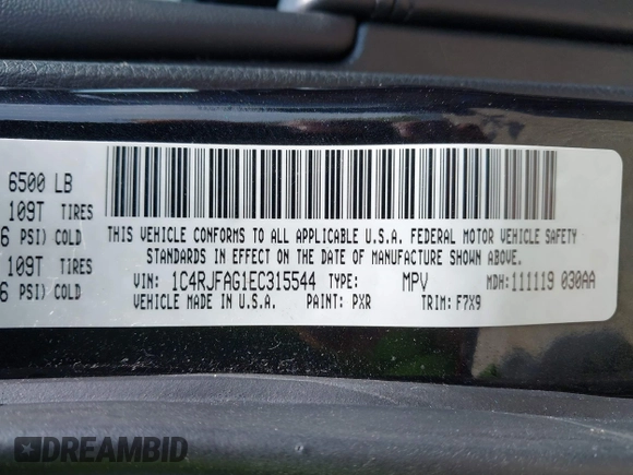 2014 Jeep Grand Cherokee Laredo with VIN 1C4RJFAG1EC315544, listed as a IAAI auction lot 42105987 with 164,430 mi miles. Bid and sale history available at carsss.com. Image 9.
