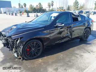2016 Infiniti Q50 3.0t Red Sport 400 with VIN JN1FV7AR4GM450984, listed as a IAAI auction lot 41548508 with 1 mi miles. Bid and sale history available at carsss.com. Image 2.