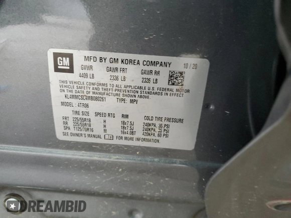 2021 Buick Encore GX Preferred с VIN KL4MMCSL4MB080261, выставлен на аукционе Copart как лот 58919865 с пробегом 66 352 миль миль и Списание • Salvage title. История ставок и продаж доступна на DreamBid. Изображение 14.