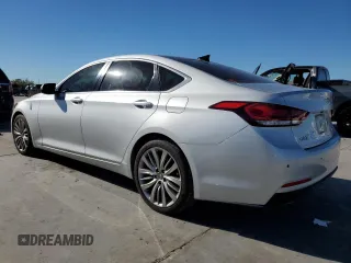 2017 Genesis G80 Ultimate with VIN KMHGN4JFXHU173390, listed as a Copart auction lot 80907504 with 112,660 mi miles and Salvage Title. Bid and sale history available at DreamBid. Image 2.