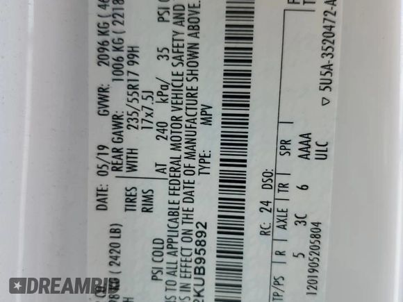 2019 Ford Escape SE z VIN 1FMCU0GD2KUB95892, wystawiony jako Copart lot #58071975 z przebiegiem Nie podano mil oraz Nie do naprawy • Non repairable. Historia ofert i sprzedaży dostępna na DreamBid. Obrazek 12.