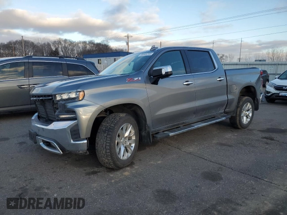 2020 Chevrolet Silverado 1500 LTZ with VIN 1GCUYGEL3LZ259149, listed as a Copart auction lot 86646244 with 84,499 mi miles and Salvage Title. Bid and sale history available at DreamBid. Image 1.