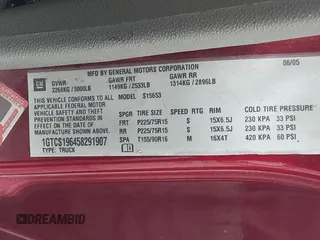 2005 GMC Canyon SLE Z85 with VIN 1GTCS196458291907, listed as a IAAI auction lot 41421016 with 1 mi miles. Bid and sale history available at carsss.com. Image 9.