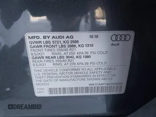 2019 Audi SQ5 Prestige with VIN WA1C4AFY4K2006650, listed as a IAAI auction lot 41668367 with 11,642 mi miles. Bid and sale history available at carsss.com. Image 9.