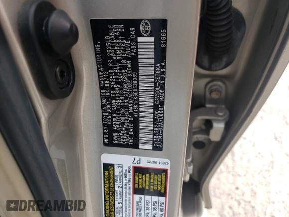 2014 Toyota Camry SE with VIN 4T1BK1FK6EU538389, listed as a Copart auction lot 46941325 with 223,201 mi miles and Salvage Title. Bid and sale history available at carsss.com. Image 13.