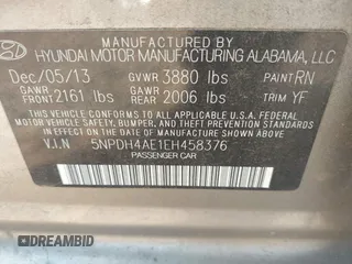 2014 Hyundai Elantra SE with VIN 5NPDH4AE1EH458376, listed as a IAAI auction lot 42577830 with 193,319 mi miles and . Bid and sale history available at DreamBid. Image 9.