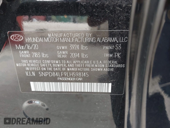 2020 Hyundai Elantra SEL z VIN 5NPD84LF9LH598145, wystawiony jako IAAI lot #42414232 z przebiegiem 57 955 mil mil oraz . Historia ofert i sprzedaży dostępna na DreamBid. Obrazek 9.