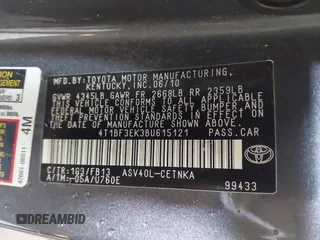 2011 Toyota Camry LE with VIN 4T1BF3EK3BU615121, listed as a IAAI auction lot 41034428 with 218,064 mi miles. Bid and sale history available at carsss.com. Image 9.