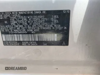 2011 Toyota RAV4 with VIN 2T3ZF4DV2BW068494, listed as a IAAI auction lot 42014578 with 140,978 mi miles and . Bid and sale history available at DreamBid. Image 9.
