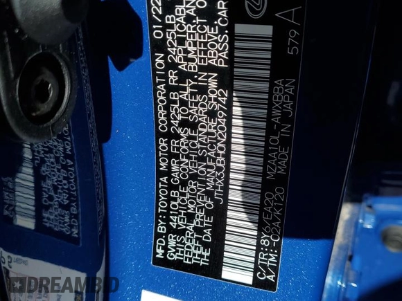 2022 Lexus UX 200 с VIN JTHX3JBH0N2049742, выставлен на аукционе Copart как лот 57678045 с пробегом 18 728 миль миль и Списание • Salvage title. История ставок и продаж доступна на DreamBid. Изображение 13.