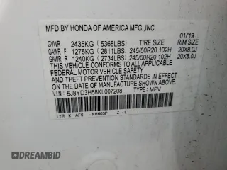 2019 Acura MDX Technology z VIN 5J8YD3H58KL007208, wystawiony jako Copart lot #53110755 z przebiegiem 85 206 mil mil oraz Szkoda całkowita • Salvage title. Historia ofert i sprzedaży dostępna na DreamBid. Obrazek 15.