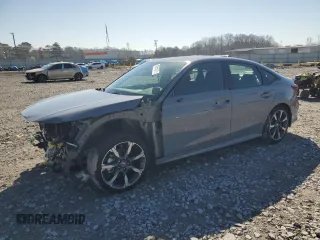 2025 Honda Civic Sedan Hybrid Sport with VIN 2HGFE4F83SH313754, listed as a Copart auction lot 46365315 with 5,455 mi miles and Salvage Title. Bid and sale history available at carsss.com. Image 1.