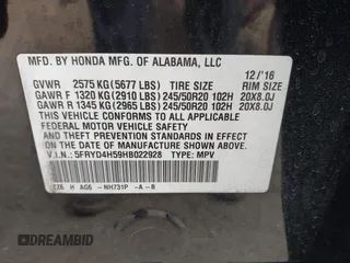 2017 Acura MDX Technology with VIN 5FRYD4H59HB022928, listed as a IAAI auction lot 42434836 with 108,848 mi miles and . Bid and sale history available at DreamBid. Image 9.