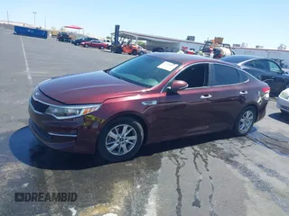 2018 Kia Optima LX with VIN 5XXGT4L36JG179485, listed as a IAAI auction lot 42100805 with 90,165 mi miles. Bid and sale history available at carsss.com. Image 14.